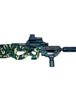 Submachine Gun P90 Camuflado Verde – Pistola eléctrica con balines de gel
